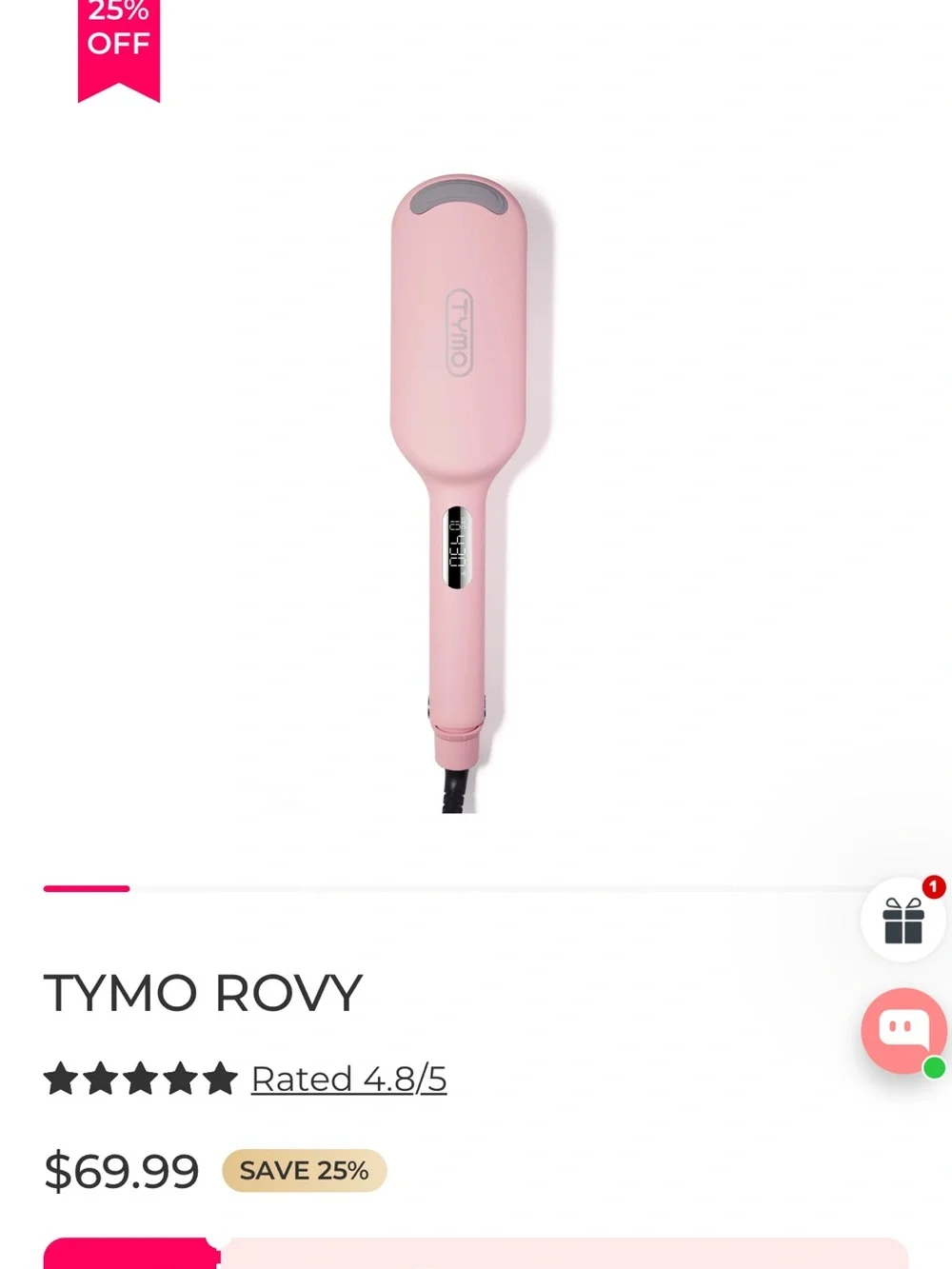 ROVY Compact Wave Curling Iron - Pink